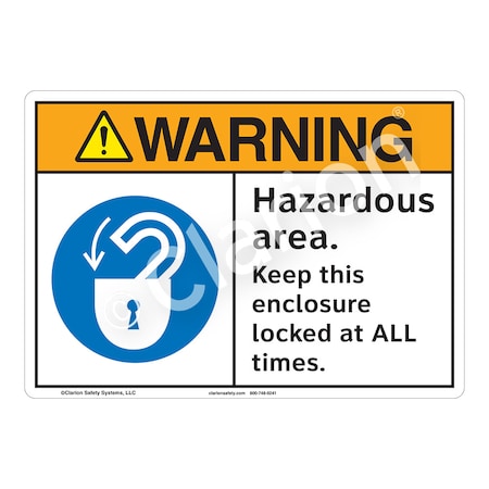 ANSI/ISO Comp. Warning Hazardous Area Safety Signs Indoor/Outdoor Flexible Polyester (ZA) 14x10